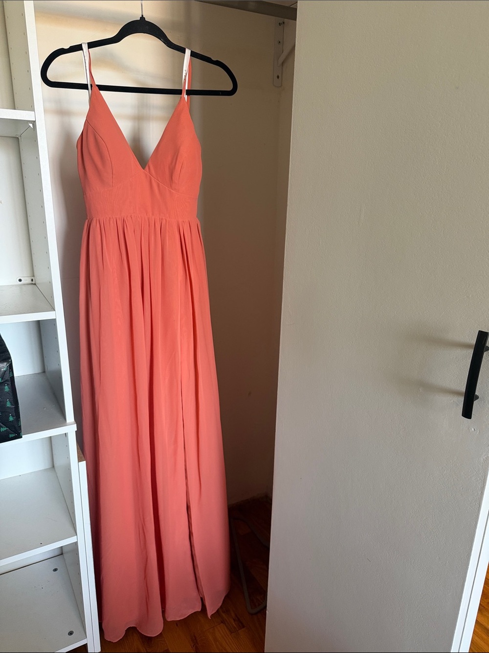 Azazie Coral V-Neck Spaghetti-Strap Maxi Dress